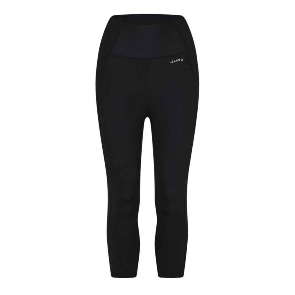 USA Pro Womens/Ladies Cropped Leggings / Black